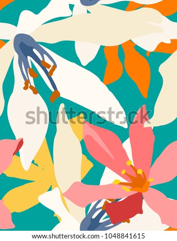Seamless pattern of Cardwell lily, flat minimal retro/vintage colorful vector