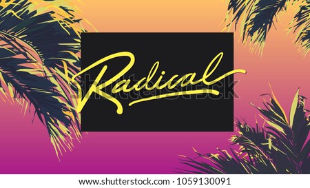 80's style tropic coconut leaf / beach / paradise template and 