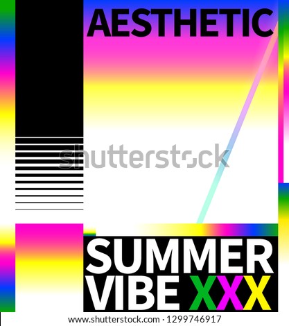 Retro bold color gradient composition design template, aesthetic retrowave background