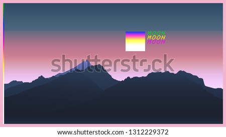 Retrowave mountain scene soft pastel neon gradient background template aesthetic feeling