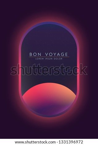 Space from oval window (plane cabin style) minimal cool aesthetic background template design
