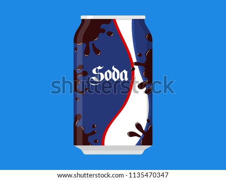 Soda can Flat Drink Icon Splash Background Illustration Vector