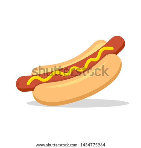 	
Hot dog. Vector isolated flat illustration fast food for poster, menus, brochure, web and icon fast food