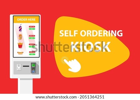 Self-ordering and self payment kiosk for fast food chains, restaurants and retailers. Floor standing