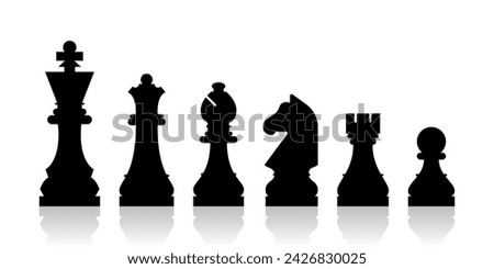 Chess pieces vector mind game strategy illustration