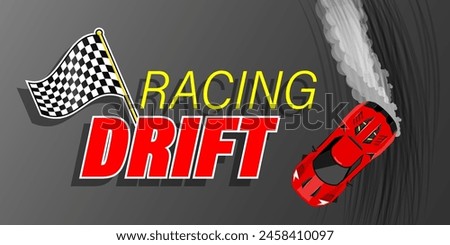 Drift racing top view red super car drifting illustration vector