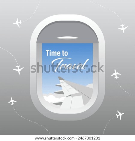 Airplane window travel wing illustration vector