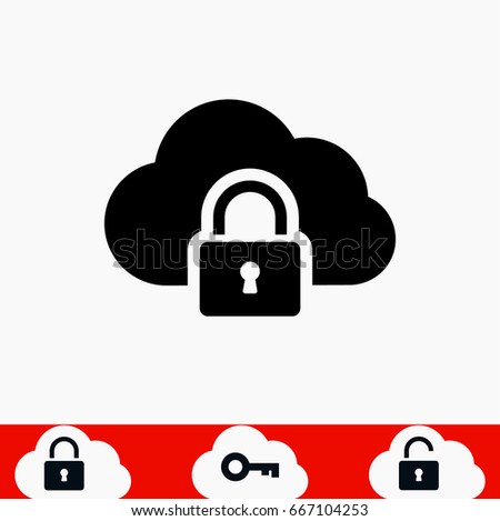 lock cloud icon, stock vector illustration flat design