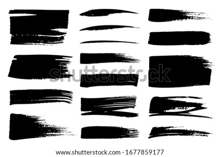 Collection set of hand drawn underline and strokes in marker brush doodle style. Grunge brushes. Black and white background.
