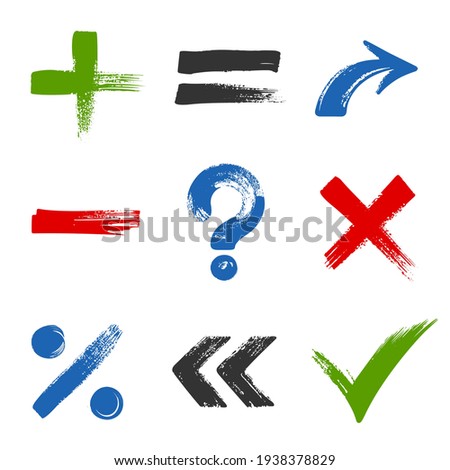 Design of symbols - check list marks, choice options, test, quiz or survey signs. 