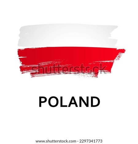 National symbols - flag of Poland isolated on white background. Hand-drawn illustration. Flat style. Red and White bicolour flag.
