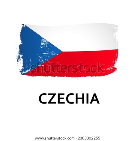 National symbols - flag of Czechia isolated on white background. Hand-drawn illustration. Flat style. 
