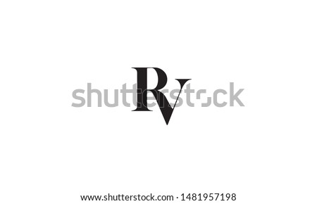 RV R V Letter Logo Design in Black Colors. Creative Modern Letters Vector Icon Logo Illustration.
 Stock fotó © 