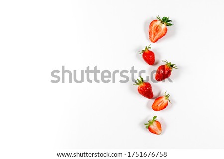 Similar – Image, Stock Photo topview of strawberries on wooden background