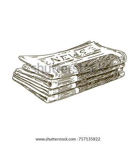 Stack of newspapers. Vintage style. Sketch. Vector illustration.