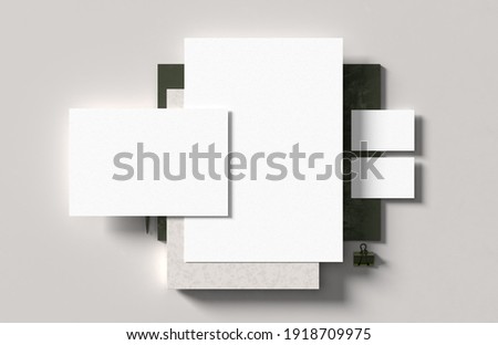 Corporate identity stationery mock up isolated on modern style background. Mock up for branding identity. 3D illustration
