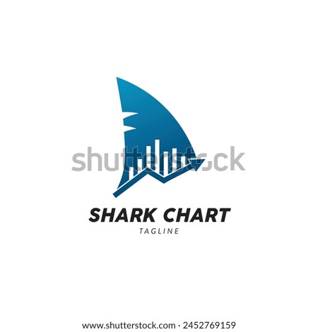Shark Chart, shark fin with an arrow and chart inside Logo Symbol Design Template Flat Style Vector
