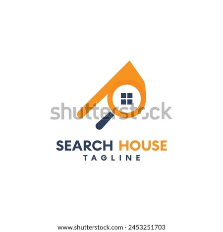 Magnifying glass with house symbol, Search House Logo Symbol Design Template Flat Style Vector