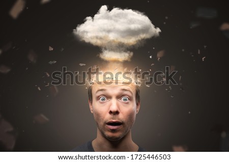 Portrait of a man with an exploding mind Imagine de stoc © 