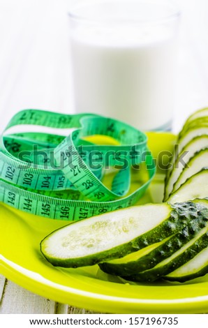 cucumbers, yogurt and centimeter for dieting