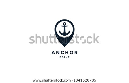 anchor with pin location map modern logo vector icon illustration 