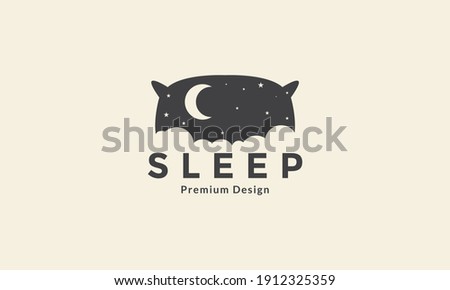 pillow bed with night moon star logo vector icon symbol graphic design illustration
