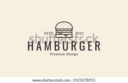 lines hipster fast food hamburger logo design vector icon symbol illustration
