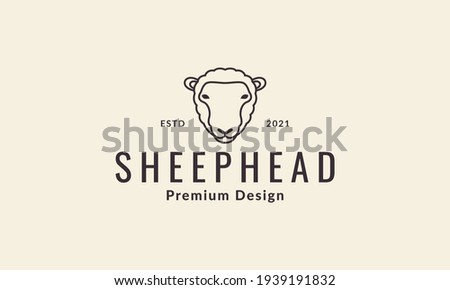 animal cute lines sheep head logo vector symbol icon design illustration