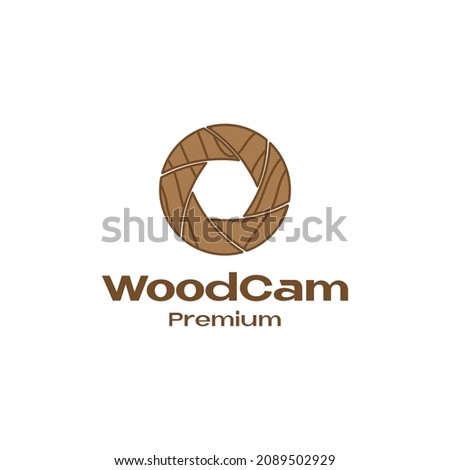 shutter camera with wood logo symbol icon vector graphic design illustration idea creative