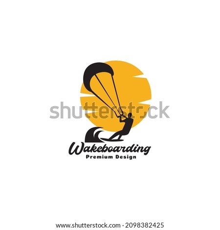 man wakeboard with sunset logo symbol icon vector graphic design illustration idea creative