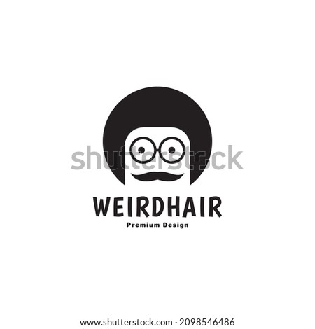 face weird hair circle with sunglasses logo symbol icon vector graphic design illustration idea creative