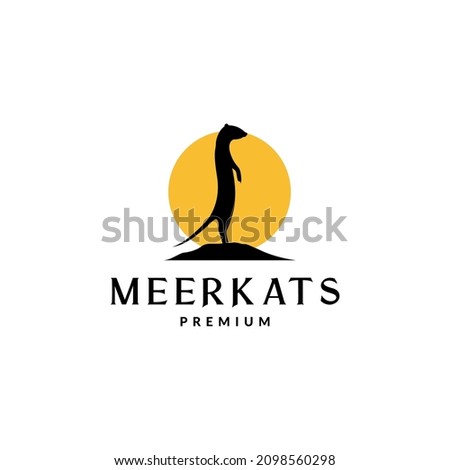 silhouette stand meerkat with sunset logo symbol icon vector graphic design illustration idea creative