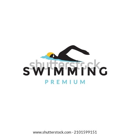 side view man swimming logo symbol icon vector graphic design illustration idea creative