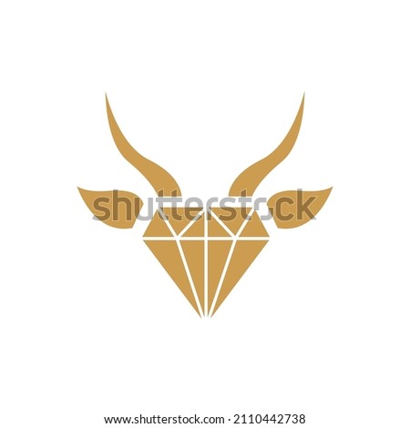 diamond with shape head cow logo design, vector graphic symbol icon illustration