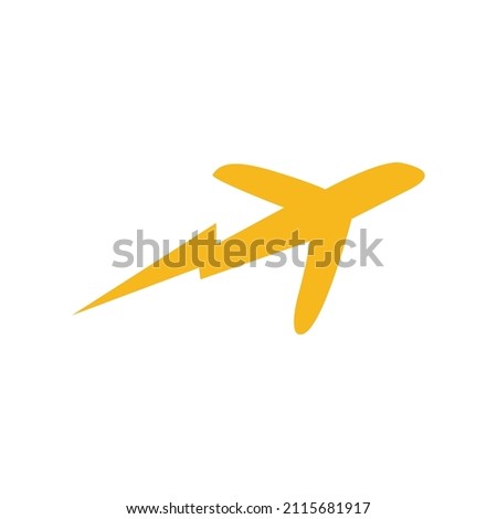 shape airplane with thunderbolt logo design, vector graphic symbol icon sign illustration