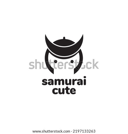 portrait samurai cute logo design