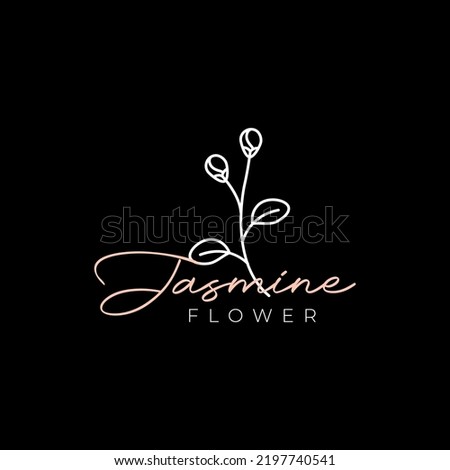 feminine flowers lines jasmine logo design