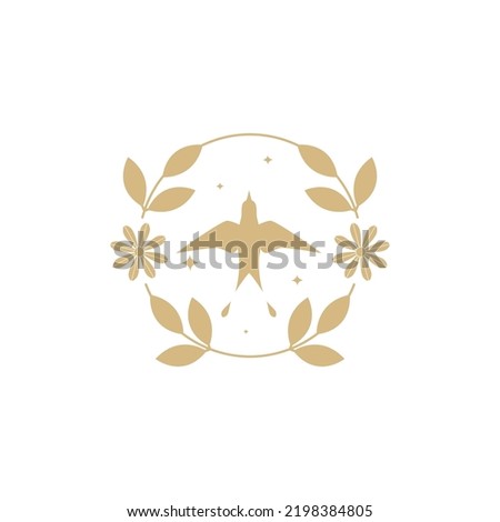 aesthetic swallow with leaves logo design