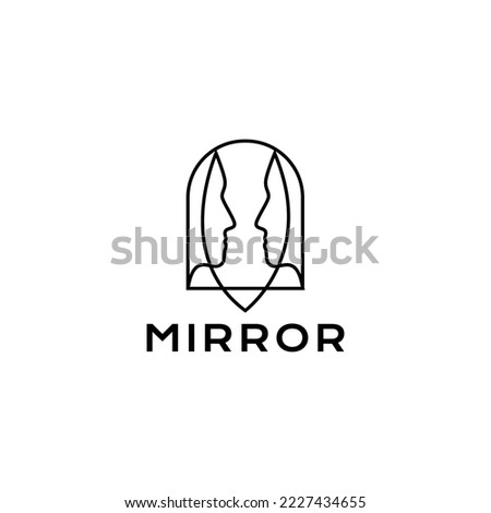 face human with mirror minimal line logo design vector