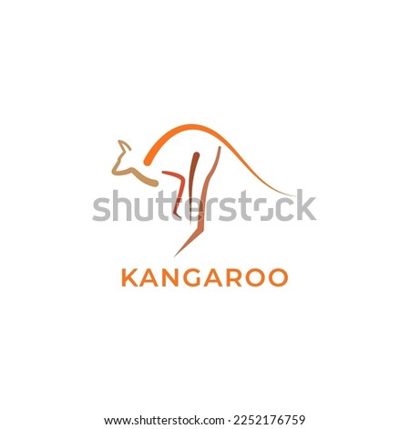 australian endemic animal kangaroo jump abstract logo design vector icon illustration template