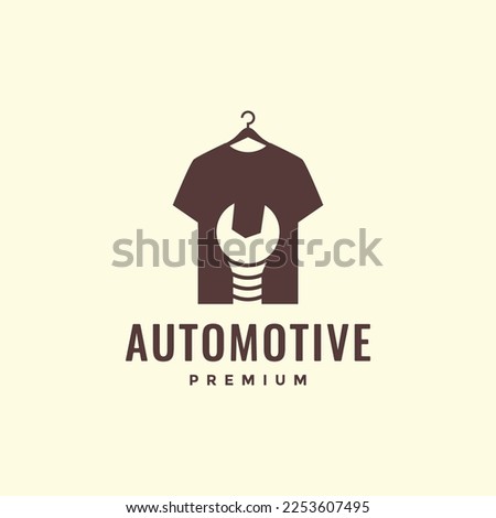 cloth with wrench tool automotive kit logo design vector icon illustration template