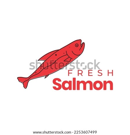 fish salmon fivers food meat fresh taste logo design vector icon illustration template