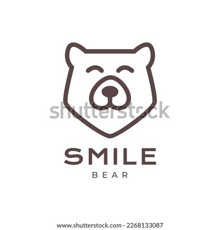 mascot animal beast bear grizzly face smile modern minimalist logo design vector