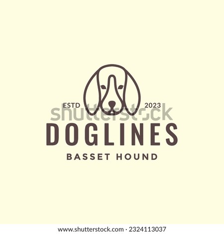 animal pets dog head basset hound line art hipster simple logo design vector