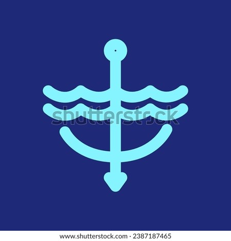 anchor boat sea water minimal style line modern logo design vector icon illustration
