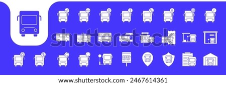 bus transportation flat modern icon set collection vector design
