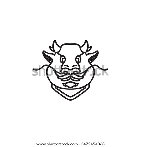 head dragon cartoon old line logo design vector