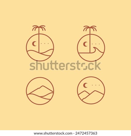 sand view icon set line logo design vector