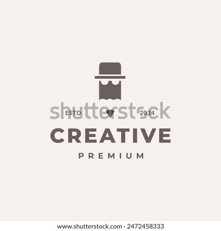 creative hat pencil logo design vector