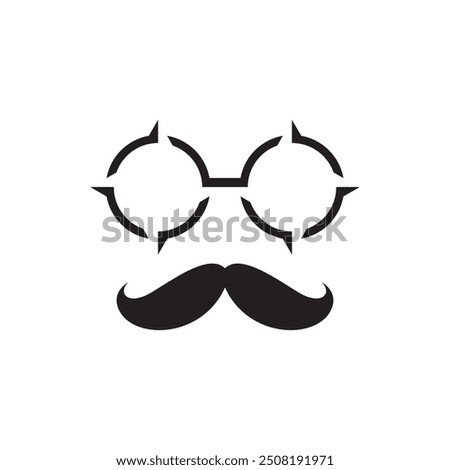 compass man mustache man face logo design vector